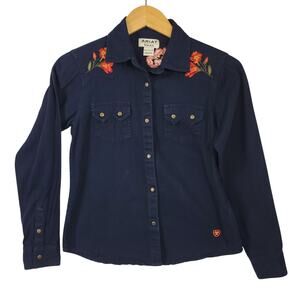 Ariat REAL Girls California Gold Snap Western Sawtooth Pockets Blue Size XL 14